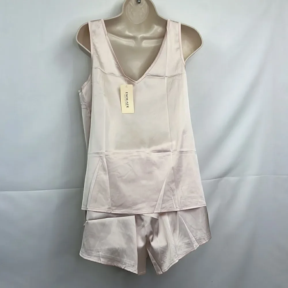 Ekouaer Blush Pink Two-piece shortie pajama set NWT size small